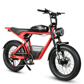 SAMEBIKE M20-I Electric Bike - 1200W Motor 48V18AH Battery 65KM Range Hydraulic Disc Brakes - Red